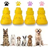 Dog Shoes for Hot Pavement and Snow – Waterproof, Non-Slip, Breathable Booties with Adjustable Straps for Small, Medium and Large Dogs (Yellow, XXL)