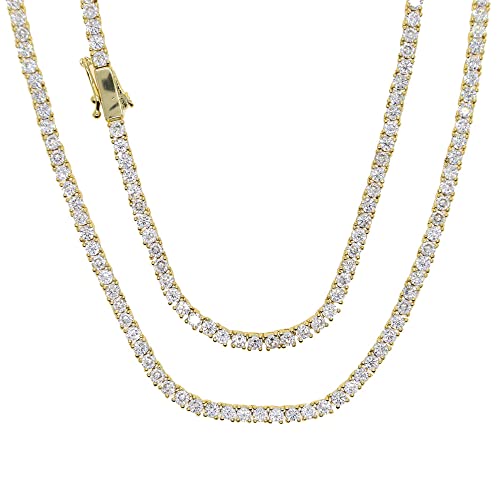 18K Gold Unisex Tennis Choker Necklace with 3mm Moissanite Chain，Iced Out Jewelry for Men and Women, Fashion Gift