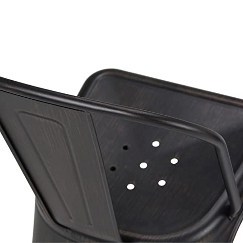 Simplihome Fletcher Industrial Metal Dining Side Chair (Set Of 2) In Distressed Black, Copper, Fully Assembled, For The Dining Room #TOP7