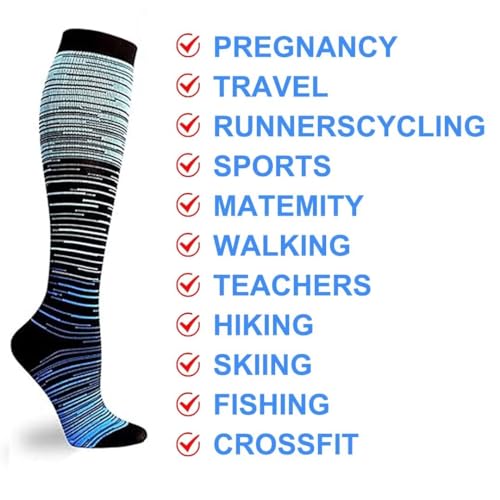 Double Couple 7 Pairs Copper Compression Socks for Men Women 20-30 mmHg Knee High Stockings3