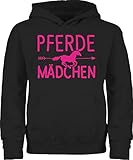Pferde Geschenk und Reiten Zubehör - Pferde Mädchen Motiv Fuchsia - 152 (12/13 Jahre) - Schwarz - Pferde mädchen Hoodie - JH001K JH001J Just Hoods Kids Hoodie - Hoodie Kinder Pullover für Mädchen