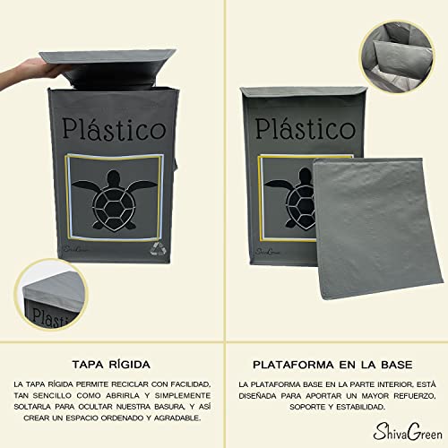 Shiva Green Mulltrennsystem 3fach Altpapier Sammler Pfandflaschen Sammelbehälter Papiermülleimer aus Plastik und Glas mit Deckel - Image 4