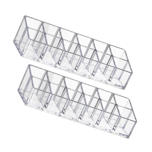 EPIGEIST 2 piezas Organizador de Pintalabios Transparente Soporte de Plástico con Compartimentos Dobles para Almacenamiento y Exhibición de Barra de Labios y Brillo Labial para Escritorio