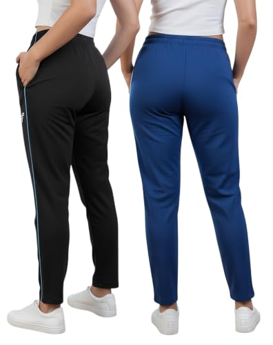 Image of Women Cotton Regular Fit Track Pants (Pack of 2)
