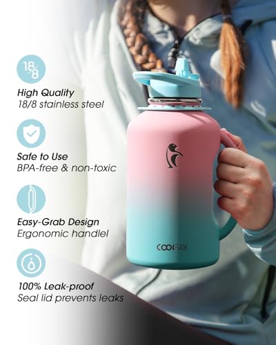 Image of Coolflask 64 oz Water Jug with Handle, Half Gallon Insulated Water Bottle