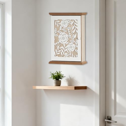Organizador de llaves de madera decorativo con balda interior 3