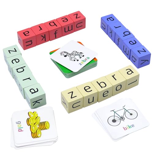 Humerry Spelling Games for Kids Ages 3-6 CVC Word Matching Letter Game Phonics Learning Toy with 54 Flash Cards for Preschool Boys Girls