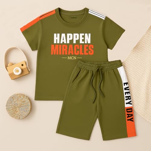 Image of Kidbea Kids Cotton T-Shirt and Shorts Set | Soft Breathable Co-Ord Outfit for Boys | Trendy & Stylish Summer Wear | Boys Clothing Set