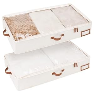 StorageWorks Large Under Bed Storage Containers with Handles and Label Holder, 2 Pack Ultra-thick Fabric Underbed Bins, Closet Organizer for Clothes, Blankets, Sweater