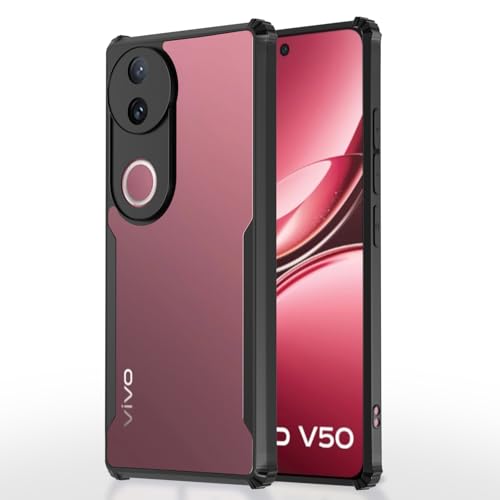 Image of Pikkme Back Cover for iQOO Z10R 5G / Vivo V50 5G / V50e 5G / Vivo T4R 5G | Ultra Hyrbid | Full Camera Protection | Raised Edge | Crystal Clear Transparent Bumper Case (Black)