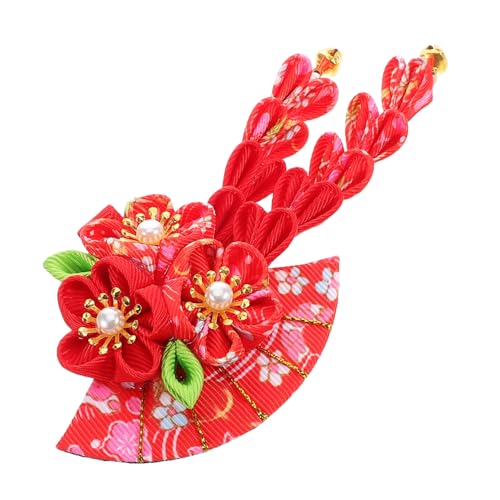 BIUDECO 和風細工花簪 流蘇扇子ピン 手作りヘアクリップ 着物やハンフ服飾用 成人式 結婚式 パーティー飾り