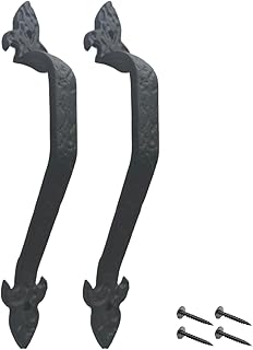 2-Pack 11 Inch Hammered Cast Iron Door Handle – Heavy-Duty Rustic Barn Door Pull for Gates, Sheds & Cabinets – Vintage Black Finish, Mounting Screws Included