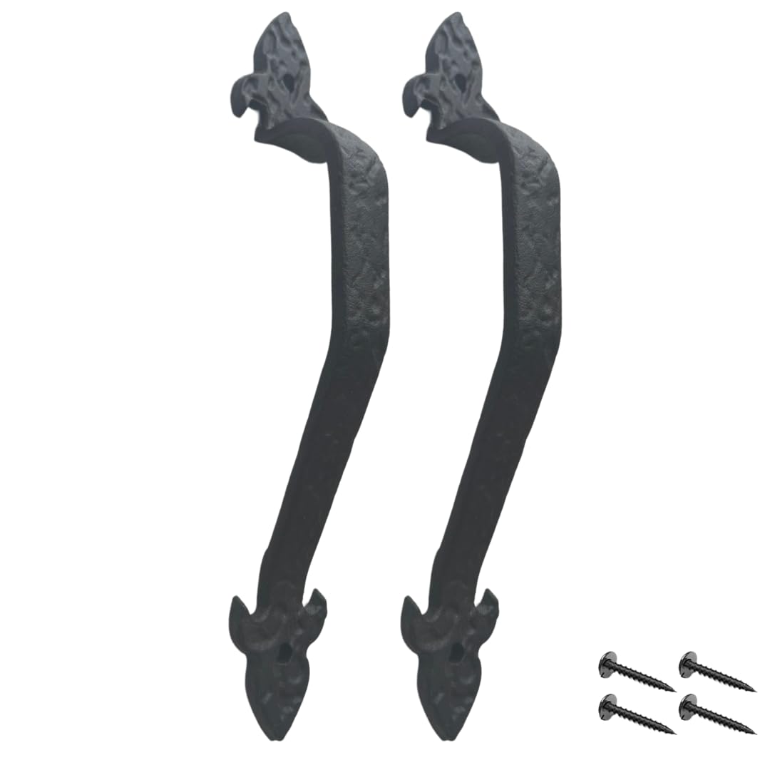 2 Pack 11" Spear Tip Hammered Barn Door Handle, Black Gate Pull