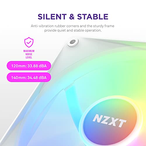 NZXT F140 RGB Core - 140mm Hub-Mounted RGB Fan - 8 Individually-Addressable LEDs - Semi-Translucent Blades - High Static Pressure & Airflow - Quiet Operation - PWM Control - CAM Software - White by NZXT - Image 6