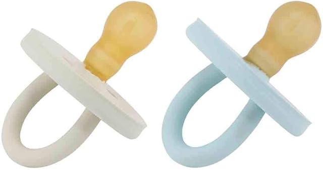 BumiBébé Round Pacifiers 2-Pack 0-3 Months (Denim & Sage)