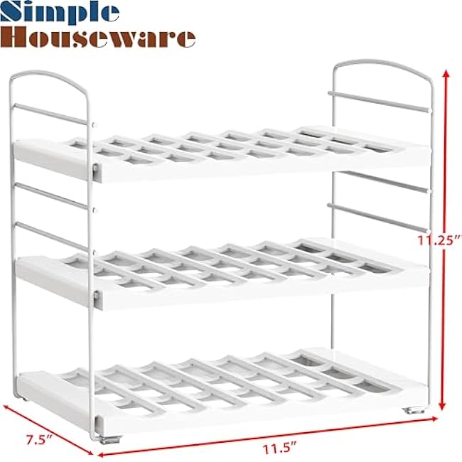 Simple Houseware Water Bottle and Travel Mug Cabinet Adjustable Storage Rack Organizer, White