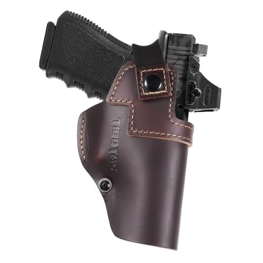Universal OWB Leather Holster for Taurus G2C G3 G3C, Glock 17 19 43, M&P Shield EZ, Sig, Ruger and More/Clip on, Right Hand