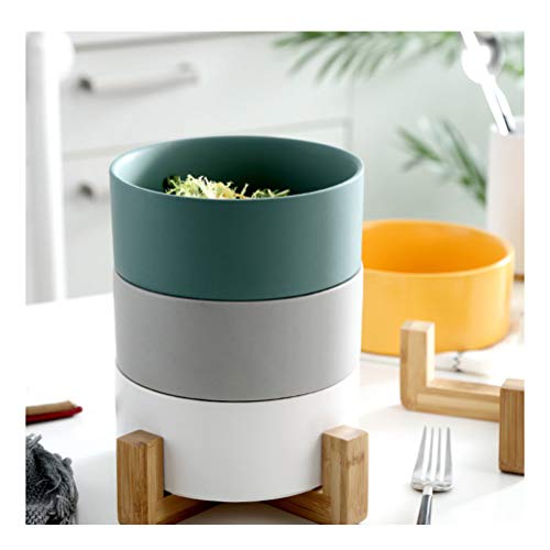 Tigela de cerâmica Saladeira criativa Porcelana Sobremesa Pires Tigela de frutas Talheres (verde esc