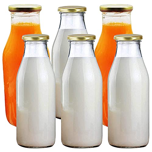 Image of India. Milk; Water and Juice Glass Bottle with Air Tight Cap (Transparent; 500 ml) set of (4)