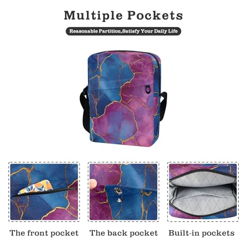 Marble Royal Blue Hot Peach messenger bags for women men shoulder bag Shoulder Handbag Adjustable Strap for work Travel2