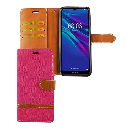 Étui en cuir synthétique rose de haute qualité pour Huawei Y6 2019
