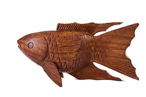 G6 Collection 8 Wooden Hand Carved Koi Fish Statue