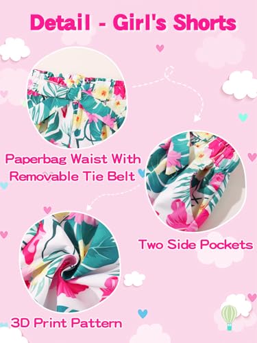 Image of Girls Short Sets - 2 Piece Crop Top and Shorts with Pockets for Kids Teens 8-14 Years, Summer Vacation Beach Outfits