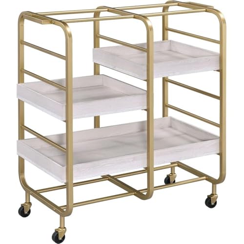 Bowery Hill Gold & White-Washed Serving Cart