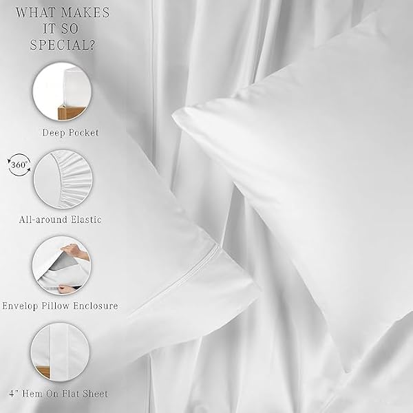 Linens Limited 4 Piece Sheet Set Twin XL Size 100% Egyptian Cotton 1000 Thread Count, Extra Soft, Hotel Luxury Bed Sheets 15" Inch Deep Pockets - White Solid by Linens Limited - Used condition - Image 5