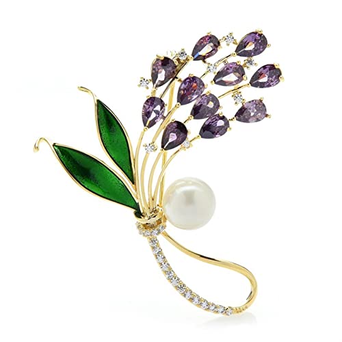 Broche blé pour fête et banquet accessoire élégant en perle grise pour dame