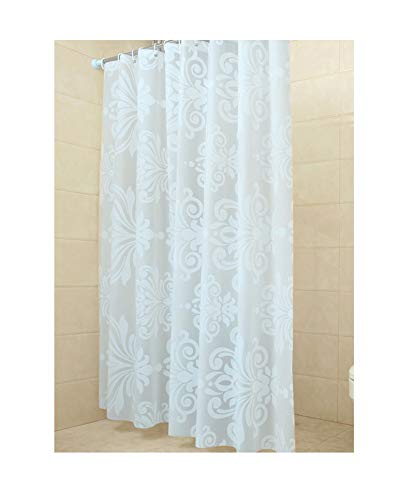 Blisfille Cortina para Lavadero Cortina de Ducha de Poliéster Cortina Baño de Flor,Blanco,200X240 Cover