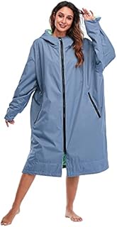 Adult Changing Robe, KUYUSHOP Surf Robe Dry Poncho Hooded Towel Oversized Coat Fleece Lining Thermal Swim Parka Weatherproof Long Sleeve Surfing Poncho with Hood For Watersports, Swimming, Surfing