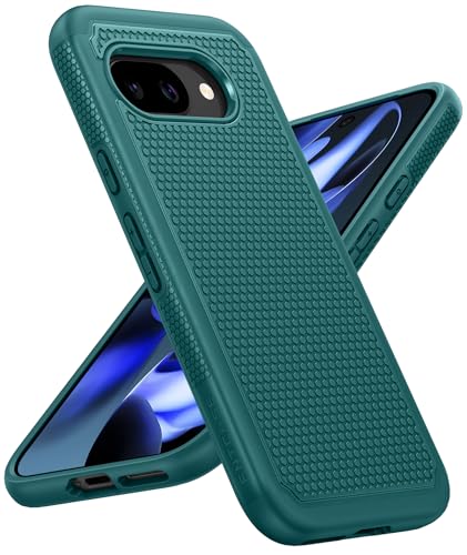 Image of FNTCASE for Google Pixel 9A Case: Dual Layer Protective Heavy Duty Cell Phone Cover Shockproof Rugged with Non Slip Textured Back - Military Protection Bumper Tough - 2025, 6.3 inch (Green)
