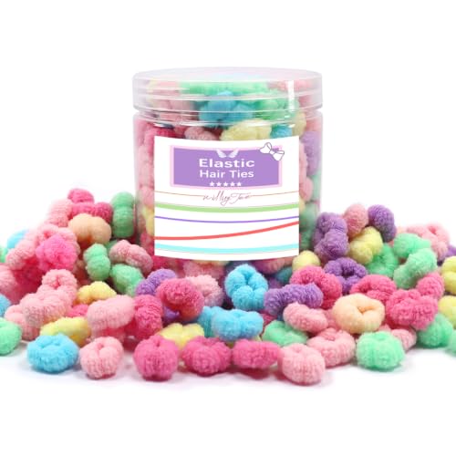 Image of 500PCS Small Baby Hair Ties,Cotton Toddler Hair Ties for Girls, Kids Seamless Hair Bands,Girls Elastic Ponytail Holders,Multicolor