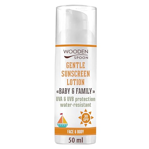Wooden Spoon Crema Solare Biologica Bambini e Famiglia SPF30 – 100% Naturale, Zinco Invisibile, Senza Residui Bianchi, Ipoallergenica, Vegan, Resistente all’Acqua – 50 ml