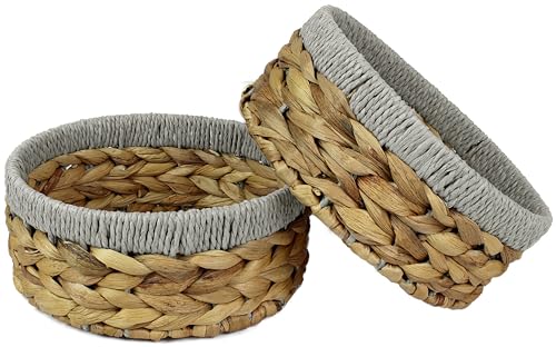 Paniers en jacinthe d'eau ronds pour étagères et organisateur de cuisine - 8