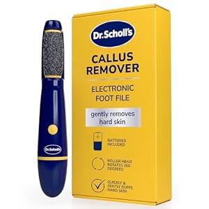Dr. Scholl’s Callus Remover Electric Pedicure Foot File - Instantly Exfoliates & Removes Hard Skin and Calluses, Softer Smoother Feet in Seconds, Gently Buffs, Ideal for Travel, AAA Batteries Included