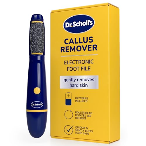 Dr. Scholl’s Callus Remover Electric Pedicure Foot File - Instantly Exfoliates & Removes Hard Skin and Calluses, Softer Smoother Feet in Seconds, Gently Buffs, Ideal for Travel, AAA Batteries Included