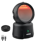 VOTTAN Omni-Directional Barcode Scanner, Bluetooth & 2.4G Wireless Hands-Free Desktop Barcode Reader, 360° Rotating Charging Holder Adjustable Scan Head 2D QR Code Presentation Scanner
