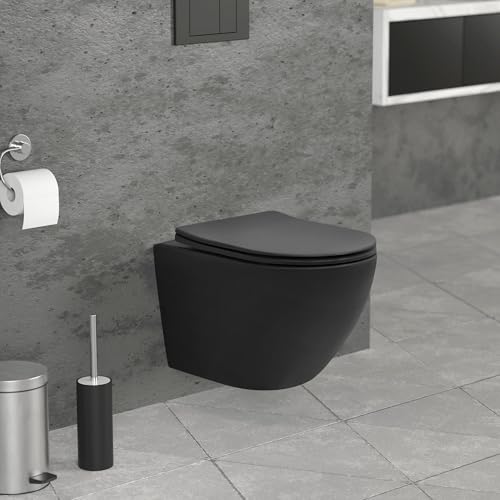 LuxeBath WC Suspendido Negro 49 cm
