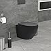 Produktbild LuxeBath Wand WC Spülrandlos Schwarz matt kurz 49cm, Tornadospülung, Tiefspüler Keramik Hänge WC, Toilette ohne Spülrand, Softclose-Klodeckel abnehmbar, Kloschüssel Hängend mit WC-Sitz Absenkautomatik