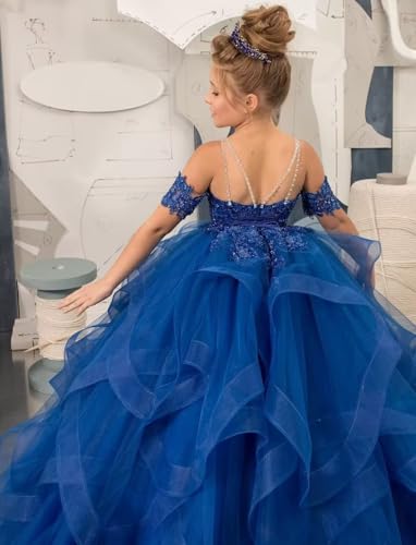 Off The Shoulder Tulle Flower Girl Dresses for Wedding Applique Princess Ruffle Pageant Dress for Girls Puffy Ball Gown4