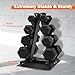 Fitvids 100LB Rubber Coated Hex Dumbbell Weight Set with Storage Rack, 5-20LB Free Weights with Anti-Slip Handle for Home Gym