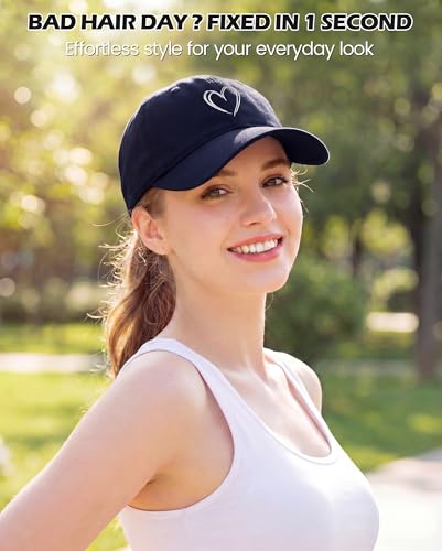 Image of American Trends Womens Baseball Caps Cute Heart Dad Hat, Adjustable Cotton Unisex Cap for Workout, Golf & Everyday Wear
