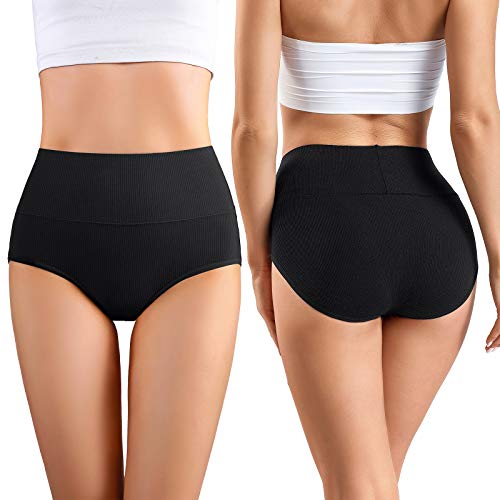 Image of Women's High Waist Cotton Underwear - Soft, Super Stretchy Briefs, Full Coverage Panties