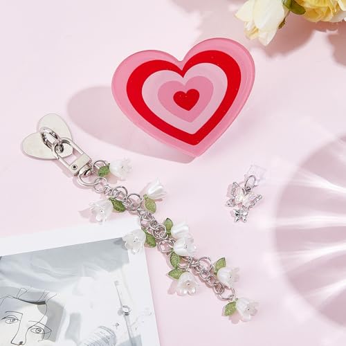 NICENEEDED 3 Stück Charm Ketten Für Kindle Herz Blumen Armband Dekorationszubehör Für Leser Und Buchliebhaber Niedlicher Anhänger Kompatibel Mit E Reader Telefonen