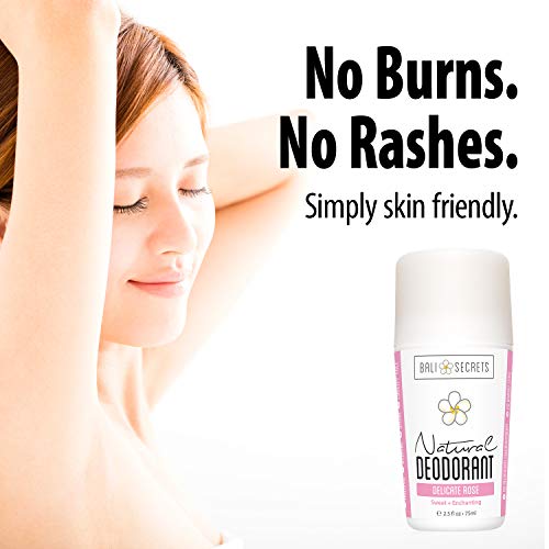 Bali Secrets All Natural Deodorant For Women & Men. Organic & Vegan. Pure Ingredients. All Day Protection. 2.5 Fl Oz [Scent: Delicate Rose] #TOP2