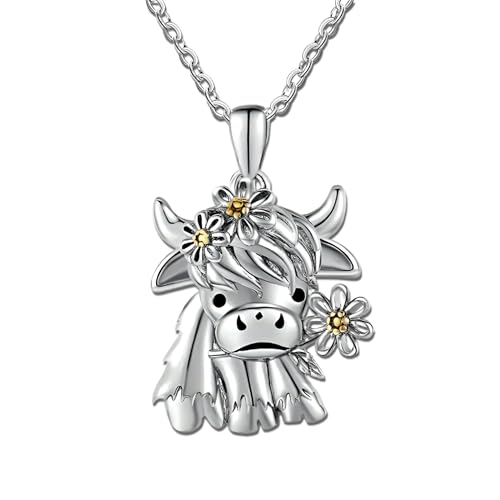 SUPAC Unique & Fashionable Cartoon Cow Necklace with Flower Pendant in White K