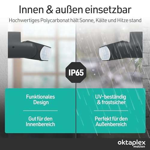 Oktaplex Bea Bewegungsmelder Aussen IP65 schwenkbar 180° Infrarot-Sensor 12m Reichweite 230V anthrazit mit Dämmerungssensor