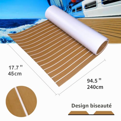MIJOBS Marron, 240 * 90mm - Teck Bateau Revêtement de Sol pour Bateau Mousse EVA, Antidérapant, Imperméable, Résistant aux Hautes Températures Marine Tapis de Sol Couvert pour Yacht – vue 3